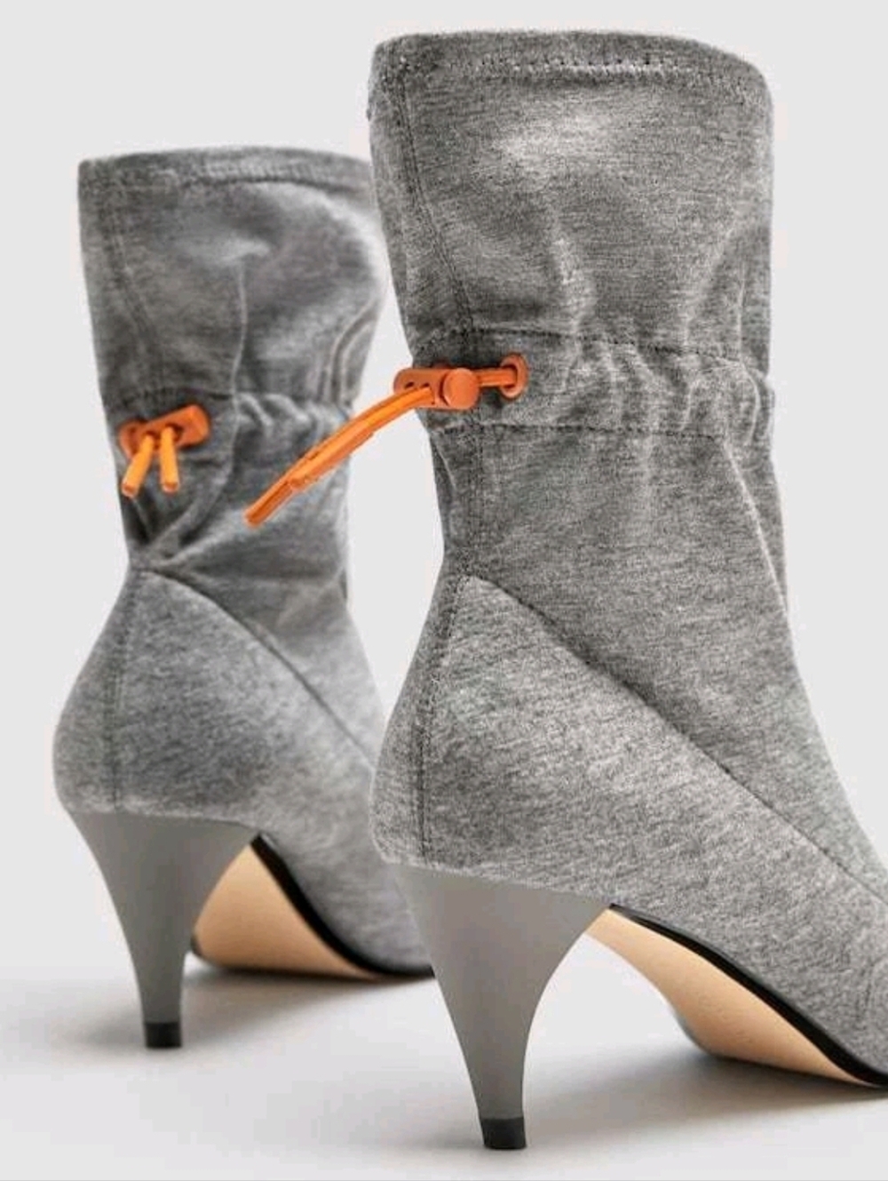 Zara Fabric Kitten Heel Ankle Boots in FEATHER GREY Size 40/ 9.5